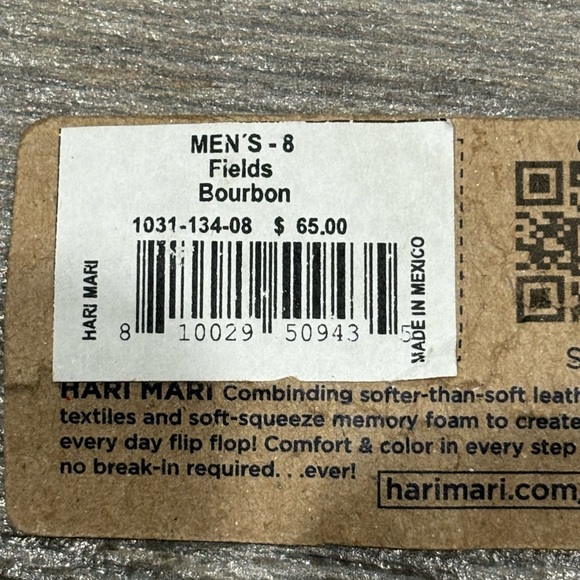 Worn once! Mens’s Hari Mari Men’s Fields Flip Flops in Bourbon- Size 8 - Picture 2 of 8